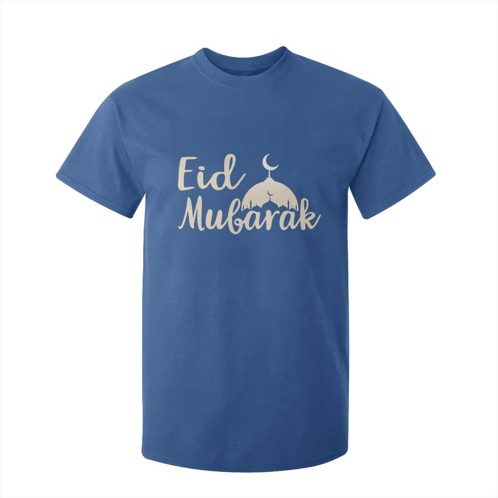 Eid Mubarak Mosque Silhouette T Shirt For Kid Islamic Holiday Celebration TS02 Royal Blue Print Your Wear