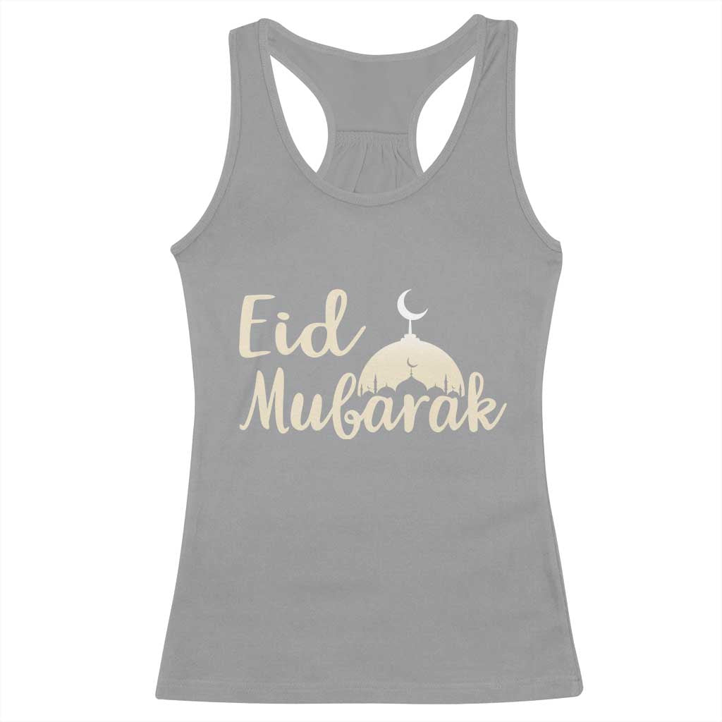 Eid Mubarak Mosque Silhouette Racerback Tank Top Islamic Holiday Celebration TS02 Sport Gray Print Your Wear
