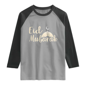 Eid Mubarak Mosque Silhouette Raglan Shirt Islamic Holiday Celebration TS02 Sport Gray Black Print Your Wear