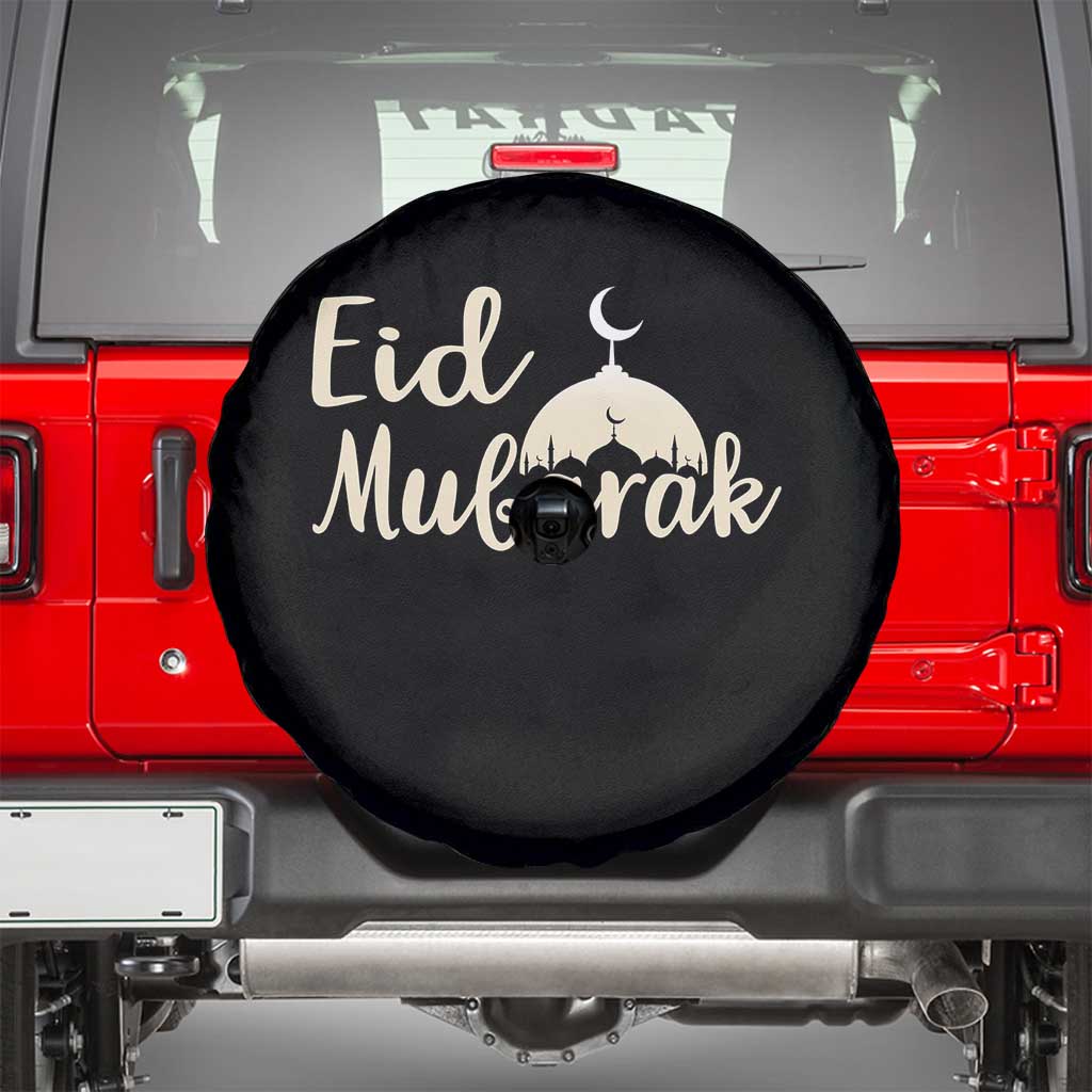 Eid Mubarak Mosque Silhouette Spare Tire Cover Islamic Holiday Celebration TS02 Black Print Your Wear