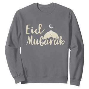 Eid Mubarak Mosque Silhouette Sweatshirt Islamic Holiday Celebration TS02 Charcoal Print Your Wear