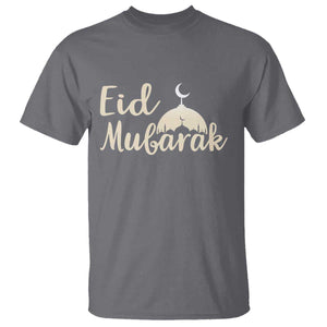Eid Mubarak Mosque Silhouette T Shirt Islamic Holiday Celebration TS02 Charcoal Print Your Wear