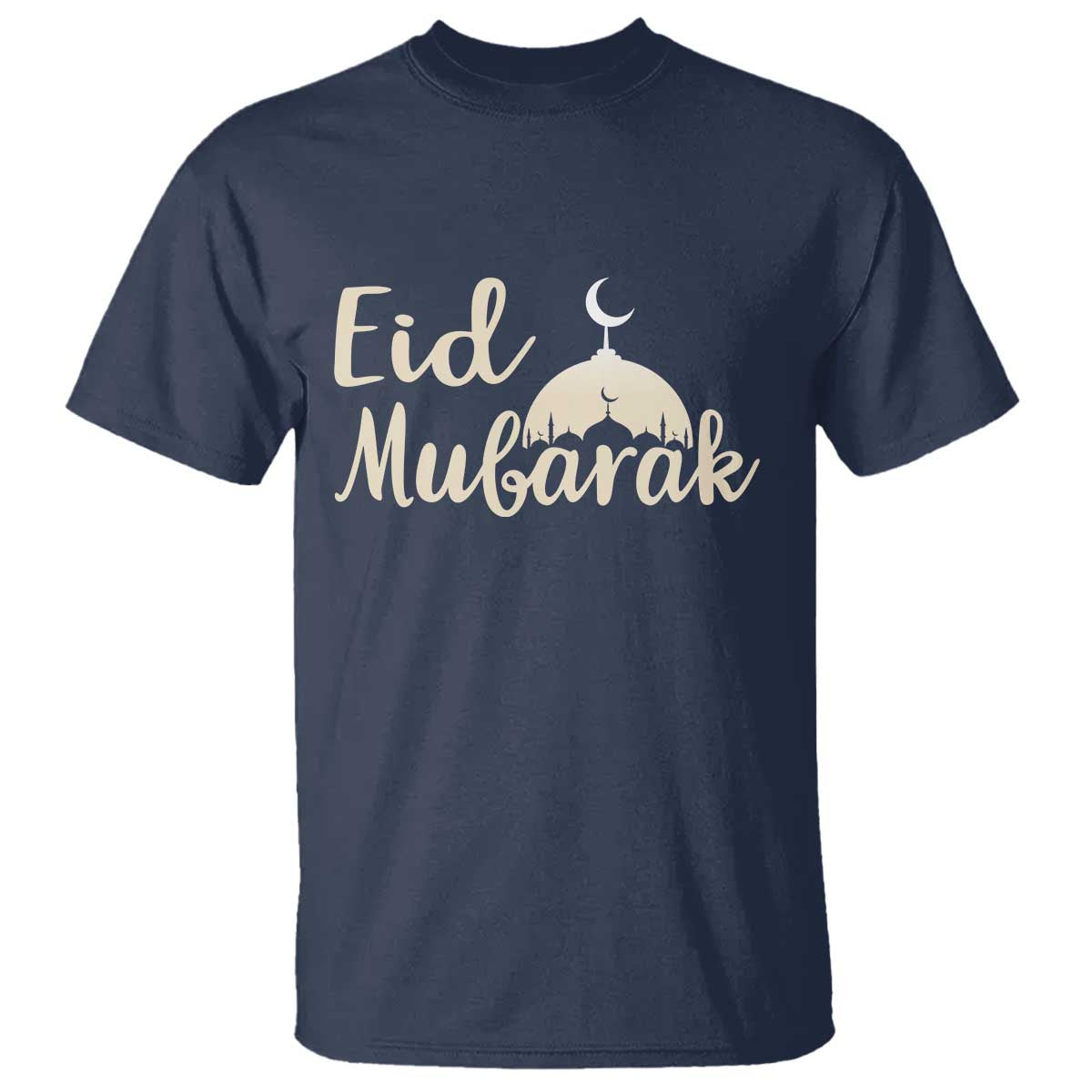 Eid Mubarak Mosque Silhouette T Shirt Islamic Holiday Celebration TS02 Navy Print Your Wear