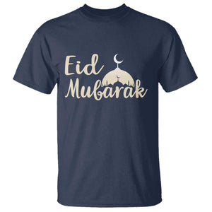Eid Mubarak Mosque Silhouette T Shirt Islamic Holiday Celebration TS02 Navy Print Your Wear