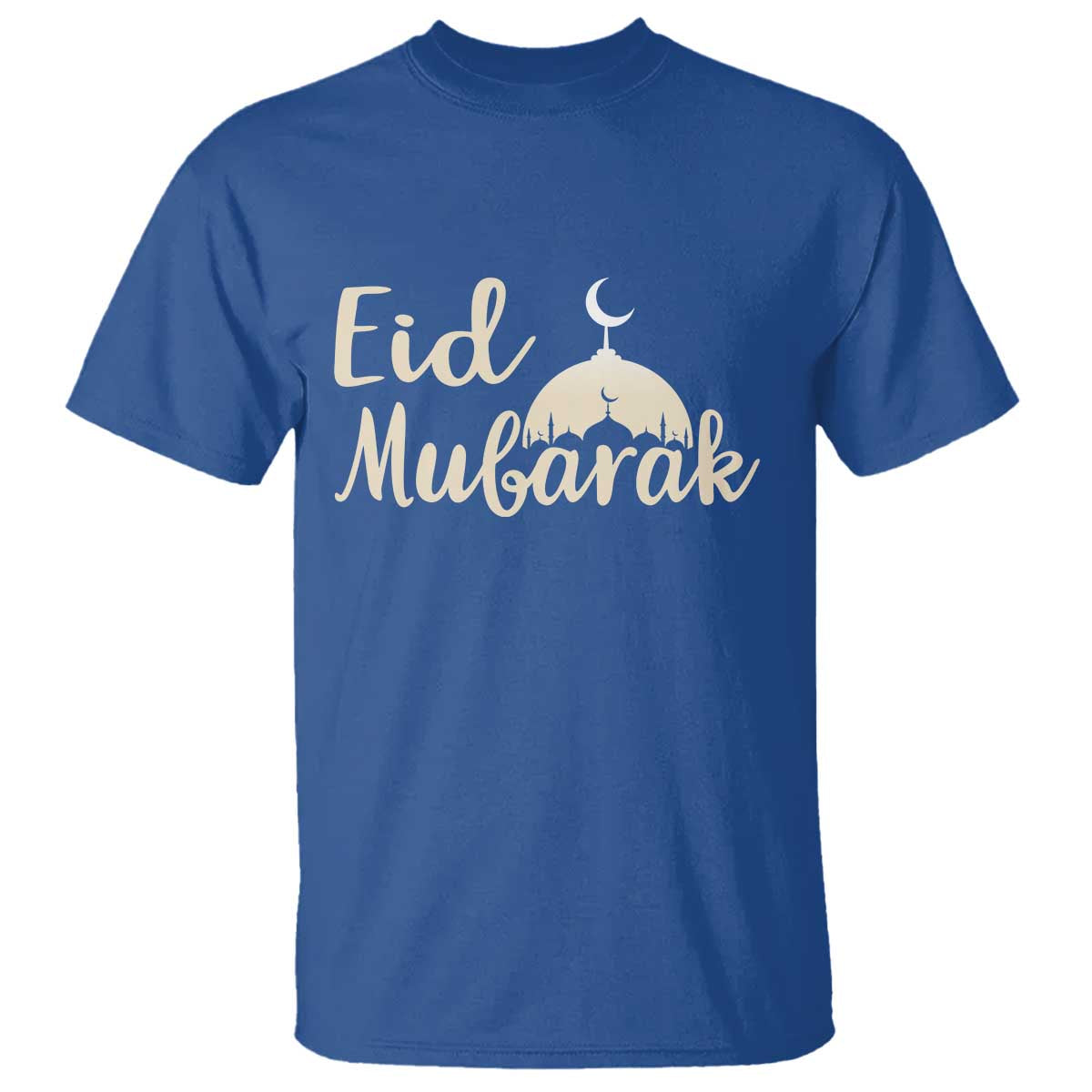 Eid Mubarak Mosque Silhouette T Shirt Islamic Holiday Celebration TS02 Royal Blue Print Your Wear