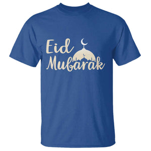 Eid Mubarak Mosque Silhouette T Shirt Islamic Holiday Celebration TS02 Royal Blue Print Your Wear