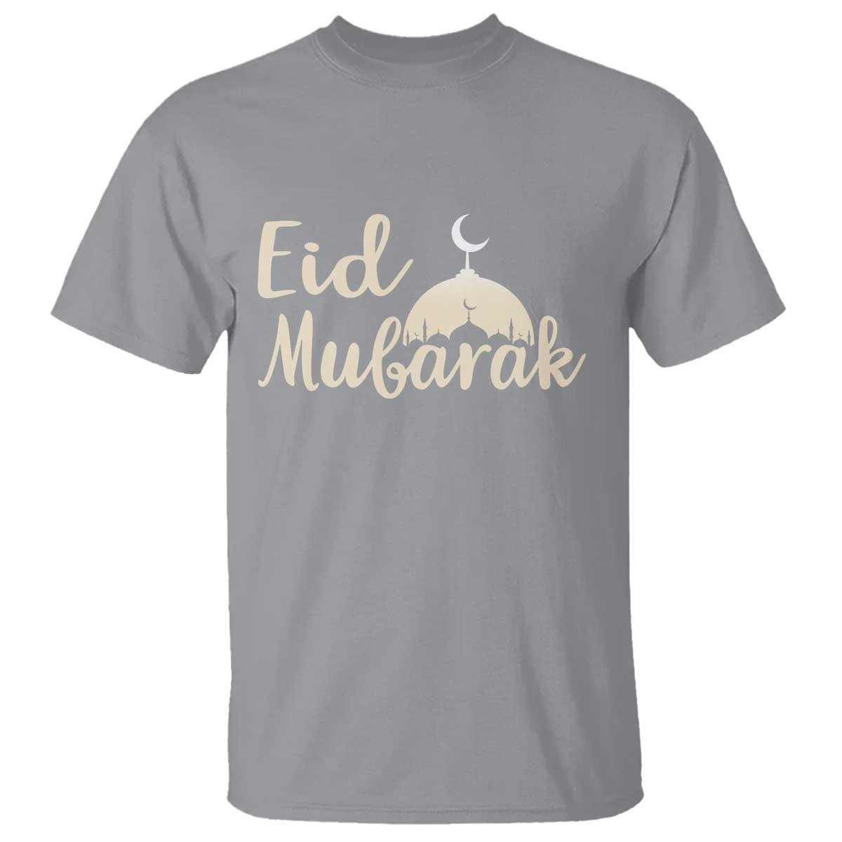Eid Mubarak Mosque Silhouette T Shirt Islamic Holiday Celebration TS02 Sport Gray Print Your Wear