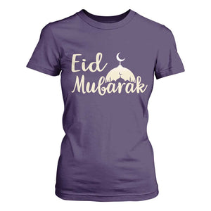 Eid Mubarak Mosque Silhouette T Shirt For Women Islamic Holiday Celebration TS02 Purple Print Your Wear