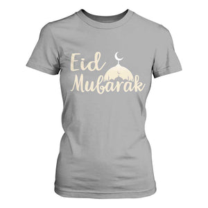 Eid Mubarak Mosque Silhouette T Shirt For Women Islamic Holiday Celebration TS02 Sport Gray Print Your Wear