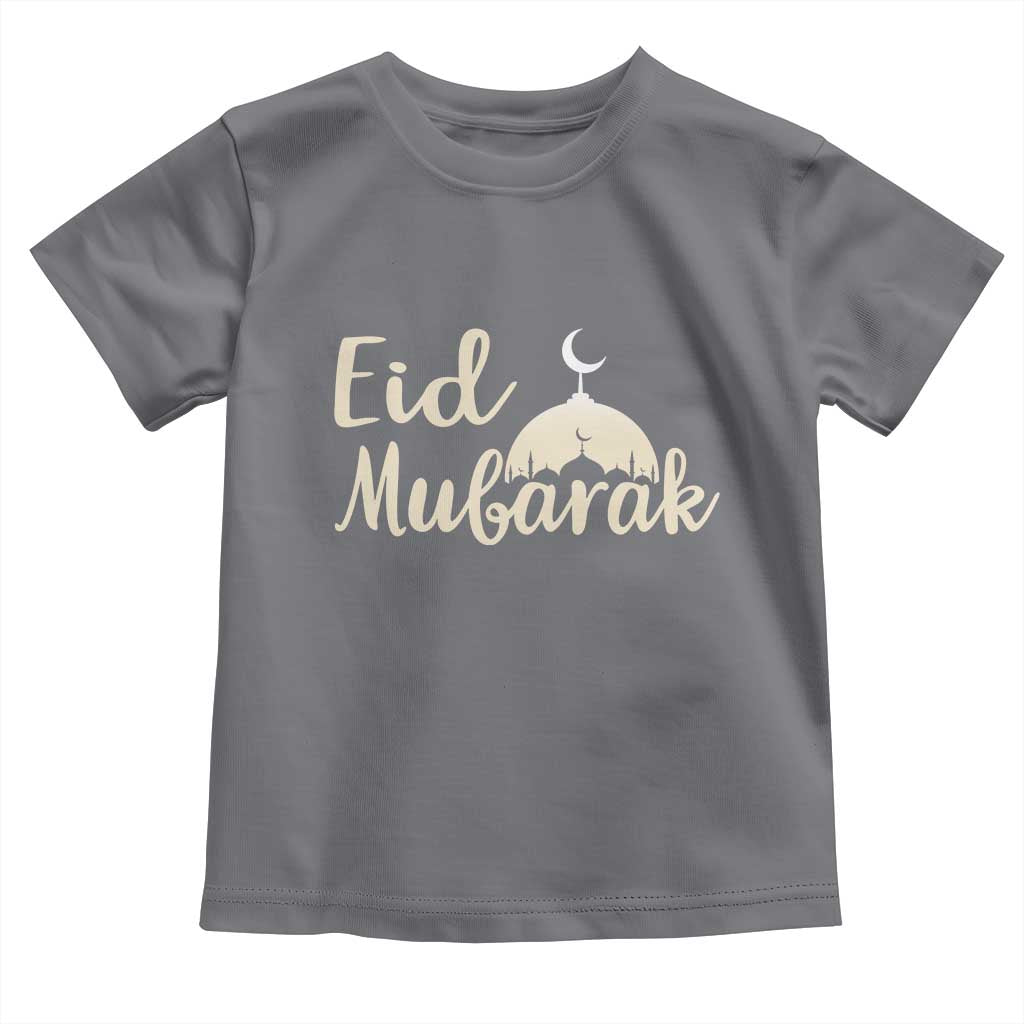 Eid Mubarak Mosque Silhouette Toddler T Shirt Islamic Holiday Celebration TS02 Charcoal Print Your Wear
