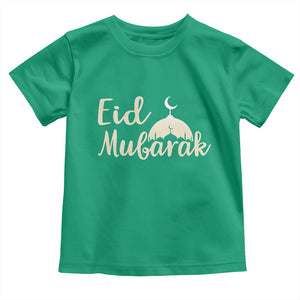 Eid Mubarak Mosque Silhouette Toddler T Shirt Islamic Holiday Celebration TS02 Irish Green Print Your Wear