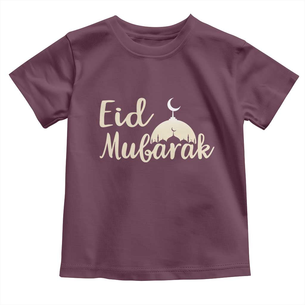 Eid Mubarak Mosque Silhouette Toddler T Shirt Islamic Holiday Celebration TS02 Maroon Print Your Wear