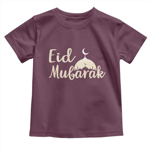 Eid Mubarak Mosque Silhouette Toddler T Shirt Islamic Holiday Celebration TS02 Maroon Print Your Wear