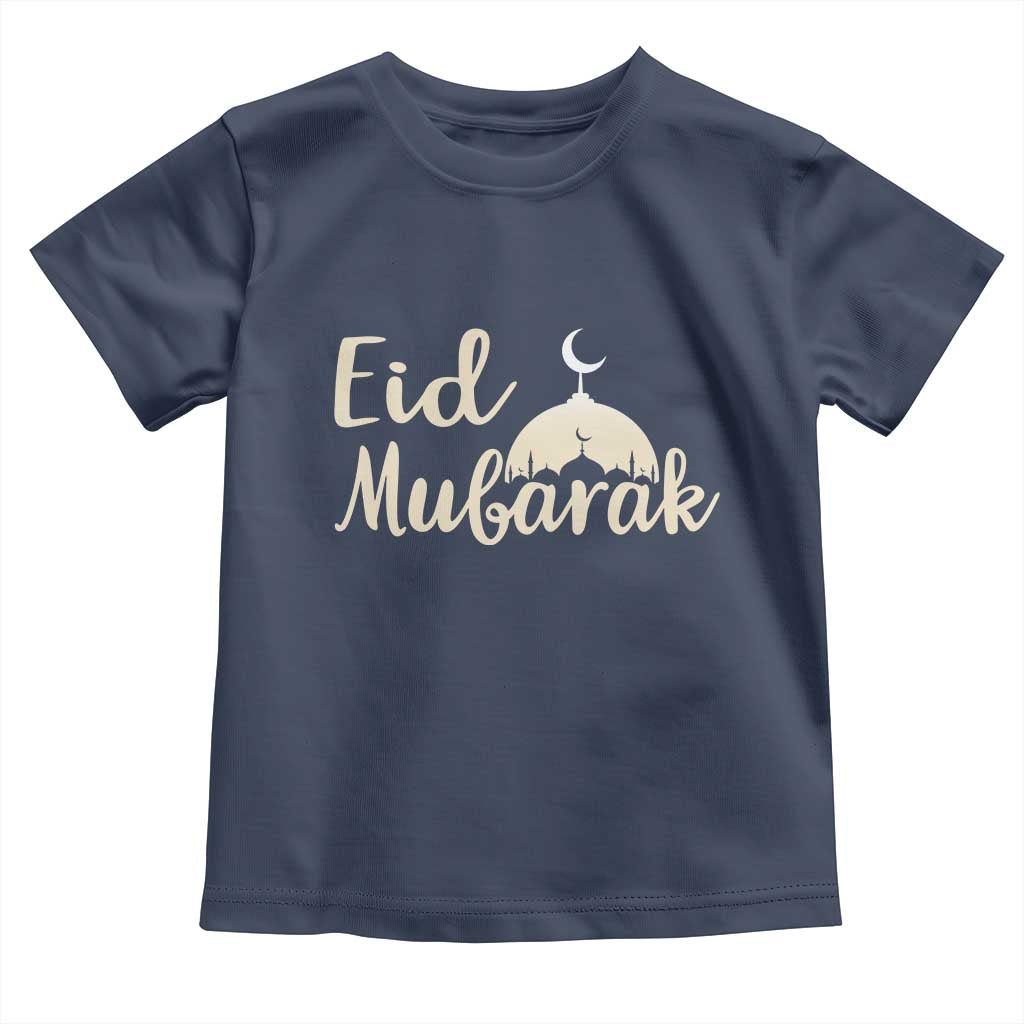Eid Mubarak Mosque Silhouette Toddler T Shirt Islamic Holiday Celebration TS02 Navy Print Your Wear