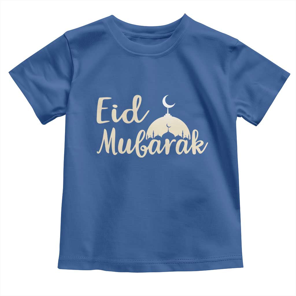 Eid Mubarak Mosque Silhouette Toddler T Shirt Islamic Holiday Celebration TS02 Royal Blue Print Your Wear