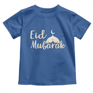 Eid Mubarak Mosque Silhouette Toddler T Shirt Islamic Holiday Celebration TS02 Royal Blue Print Your Wear