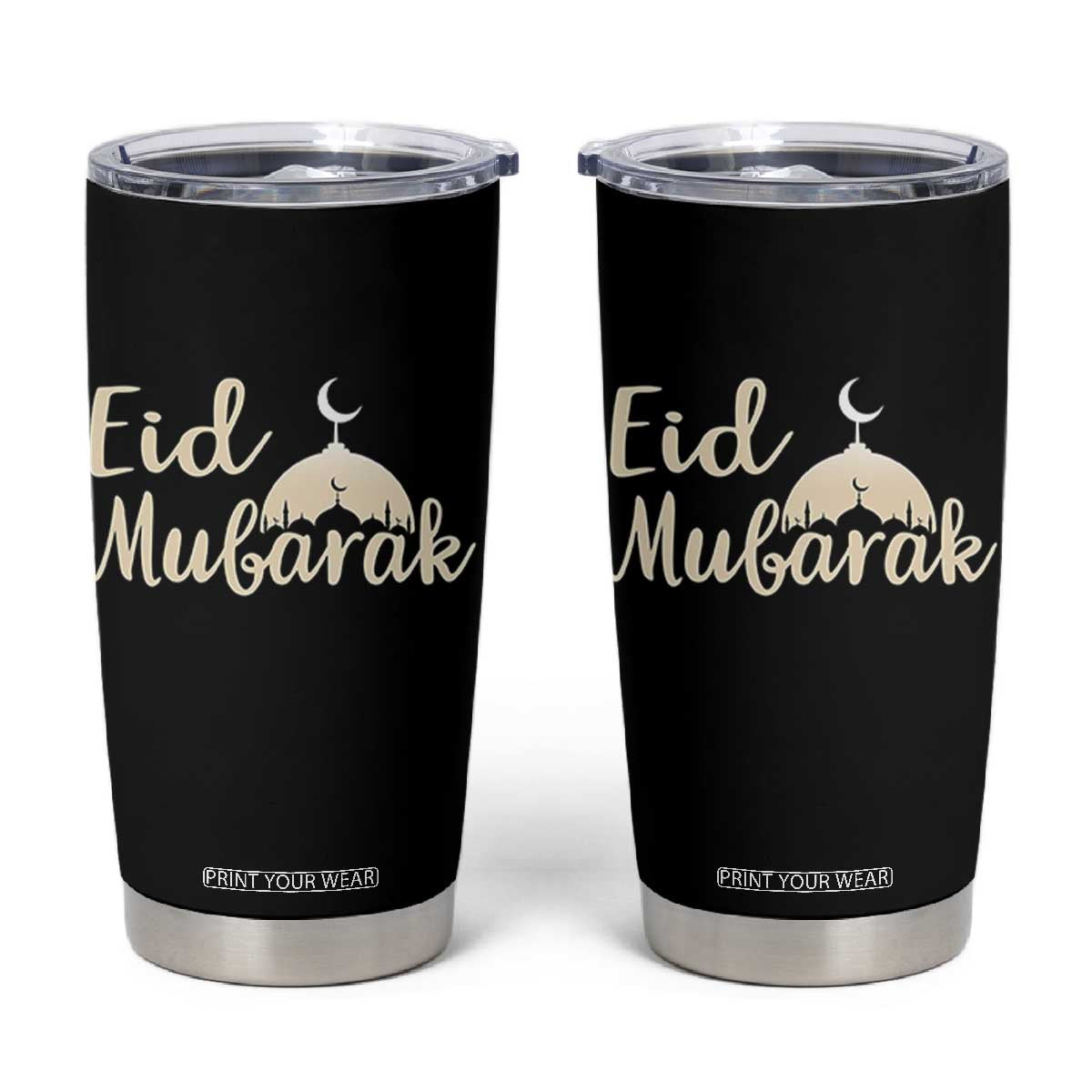 Eid Mubarak Mosque Silhouette Tumbler Cup Islamic Holiday Celebration TS02 Black Print Your Wear