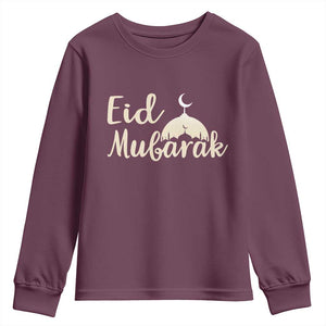 Eid Mubarak Mosque Silhouette Youth Sweatshirt Islamic Holiday Celebration TS02 Maroon Print Your Wear