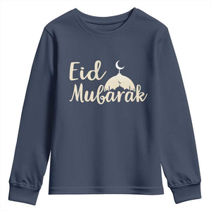 Eid Mubarak Mosque Silhouette Youth Sweatshirt Islamic Holiday Celebration TS02 Navy Print Your Wear