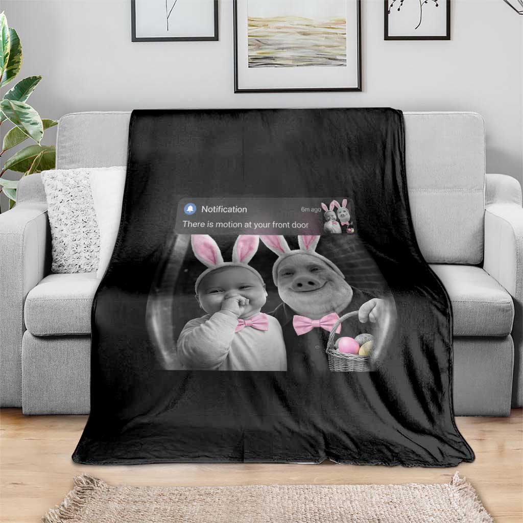 Funny Easter AI Baby with John Pork Meme Throw Blanket There Is Motion at Your Front Door Notification Humor TS02 Print Your Wear