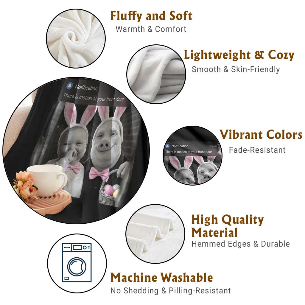 Funny Easter AI Baby with John Pork Meme Throw Blanket There Is Motion at Your Front Door Notification Humor TS02 Print Your Wear