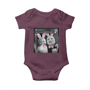 Funny Easter AI Baby with John Pork Meme Baby Onesie There Is Motion at Your Front Door Notification Humor TS02 Maroon Print Your Wear