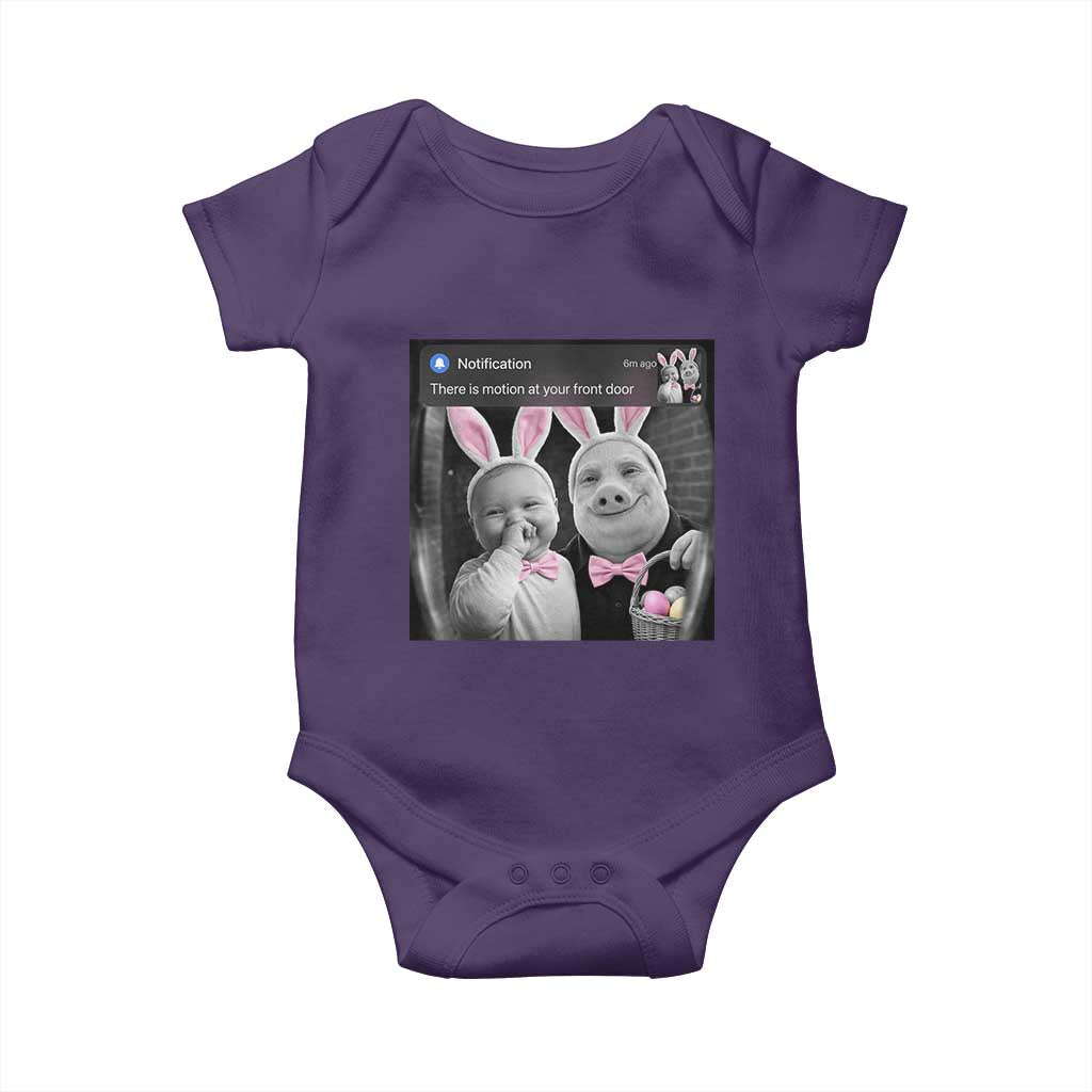 Funny Easter AI Baby with John Pork Meme Baby Onesie There Is Motion at Your Front Door Notification Humor TS02 Purple Print Your Wear