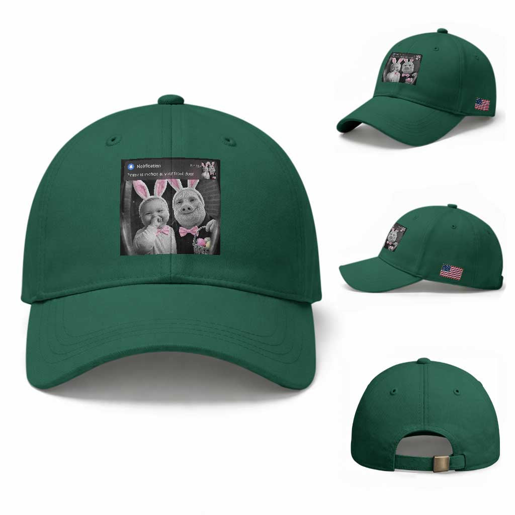 Funny Easter AI Baby with John Pork Meme Baseball Cap There Is Motion at Your Front Door Notification Humor TS02 Baseball Cap Universal Fit Irish Green Print Your Wear