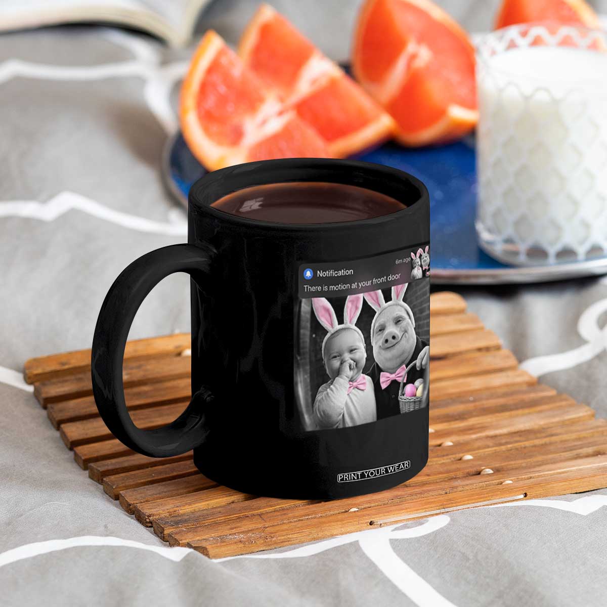 Funny Easter AI Baby with John Pork Meme Coffee Mug There Is Motion at Your Front Door Notification Humor TS02 Print Your Wear