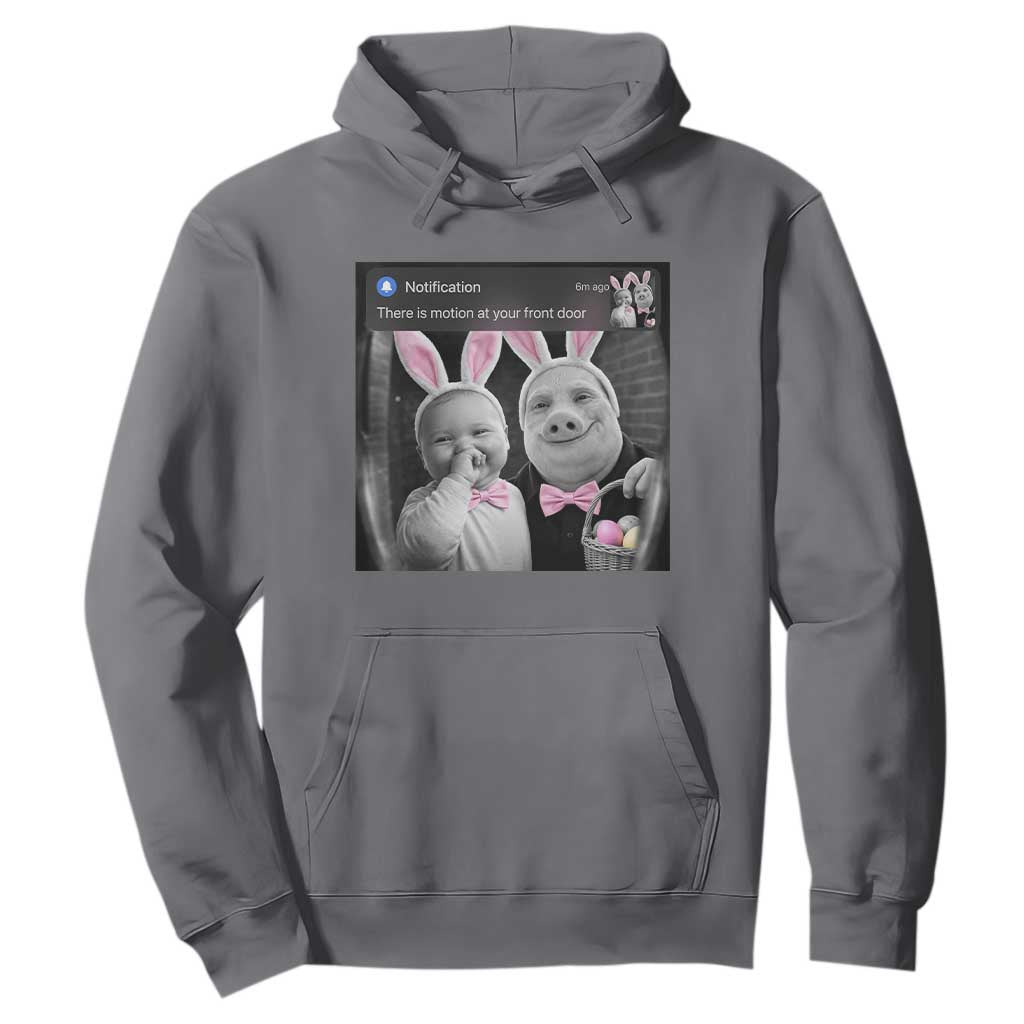 Funny Easter AI Baby with John Pork Meme Hoodie There Is Motion at Your Front Door Notification Humor TS02 Charcoal Print Your Wear