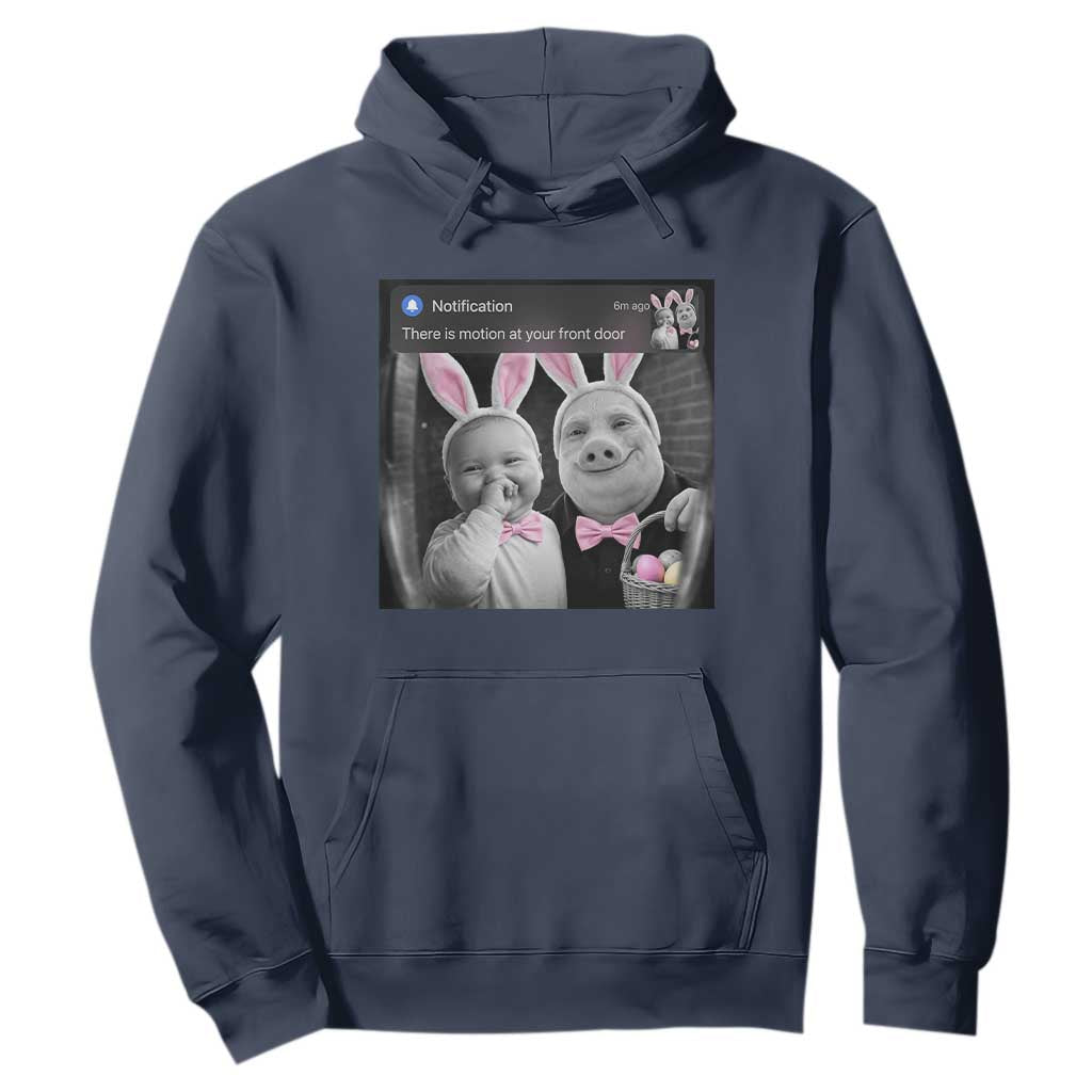 Funny Easter AI Baby with John Pork Meme Hoodie There Is Motion at Your Front Door Notification Humor TS02 Navy Print Your Wear
