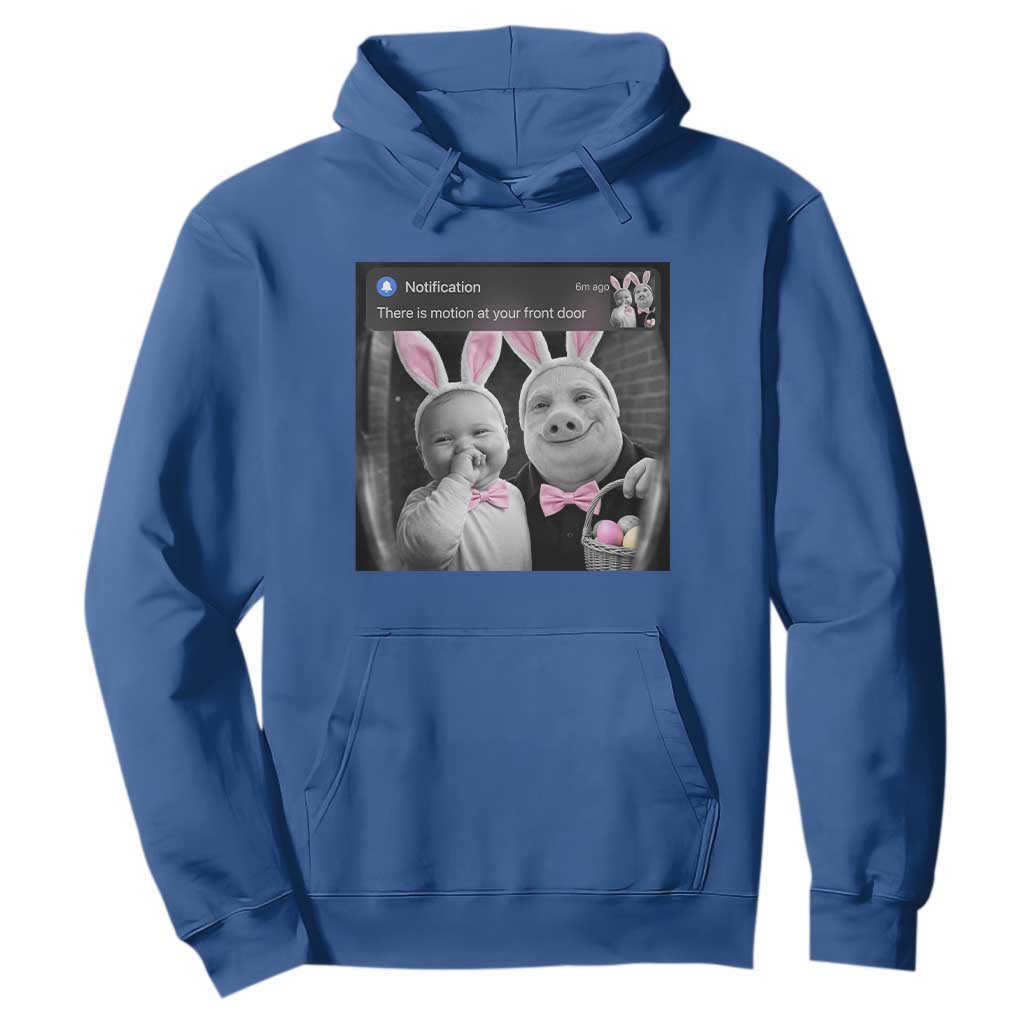Funny Easter AI Baby with John Pork Meme Hoodie There Is Motion at Your Front Door Notification Humor TS02 Royal Blue Print Your Wear