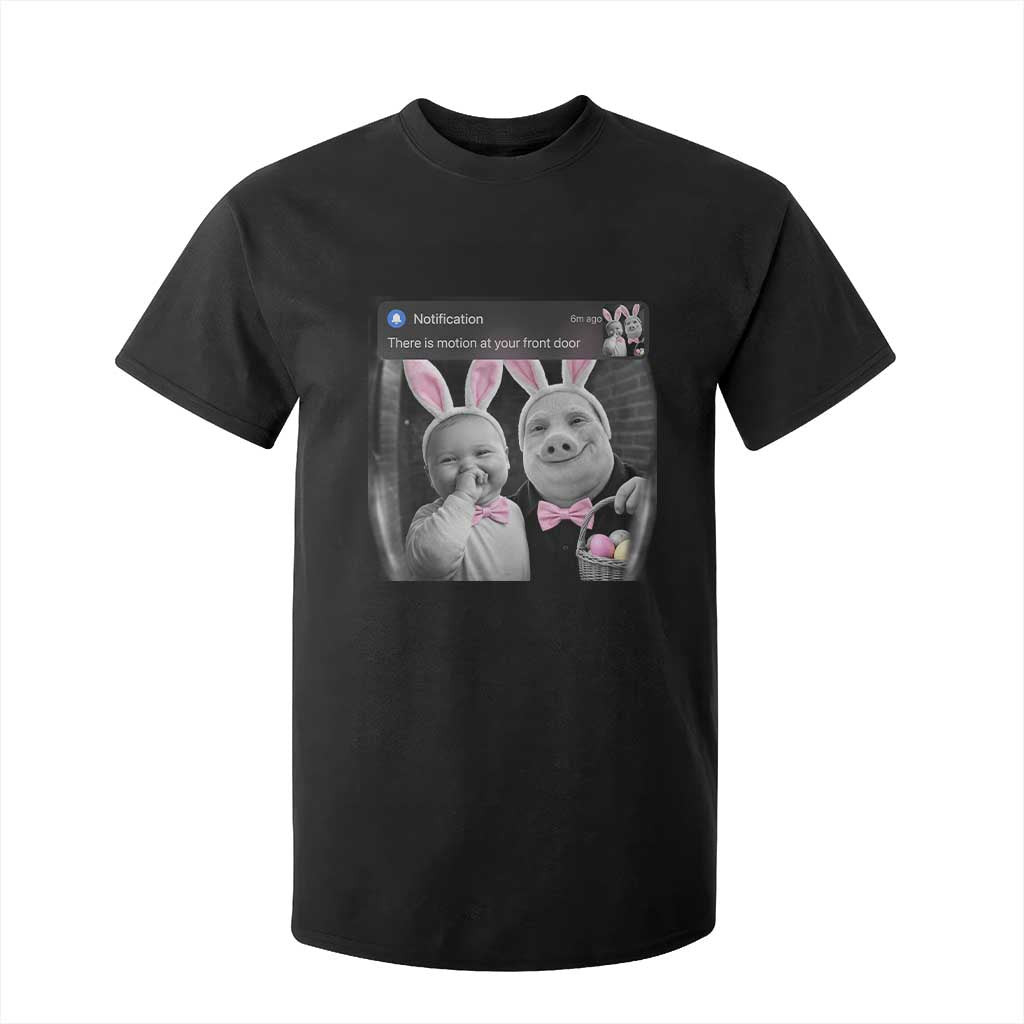 Funny Easter AI Baby with John Pork Meme T Shirt For Kid There Is Motion at Your Front Door Notification Humor TS02 Black Print Your Wear