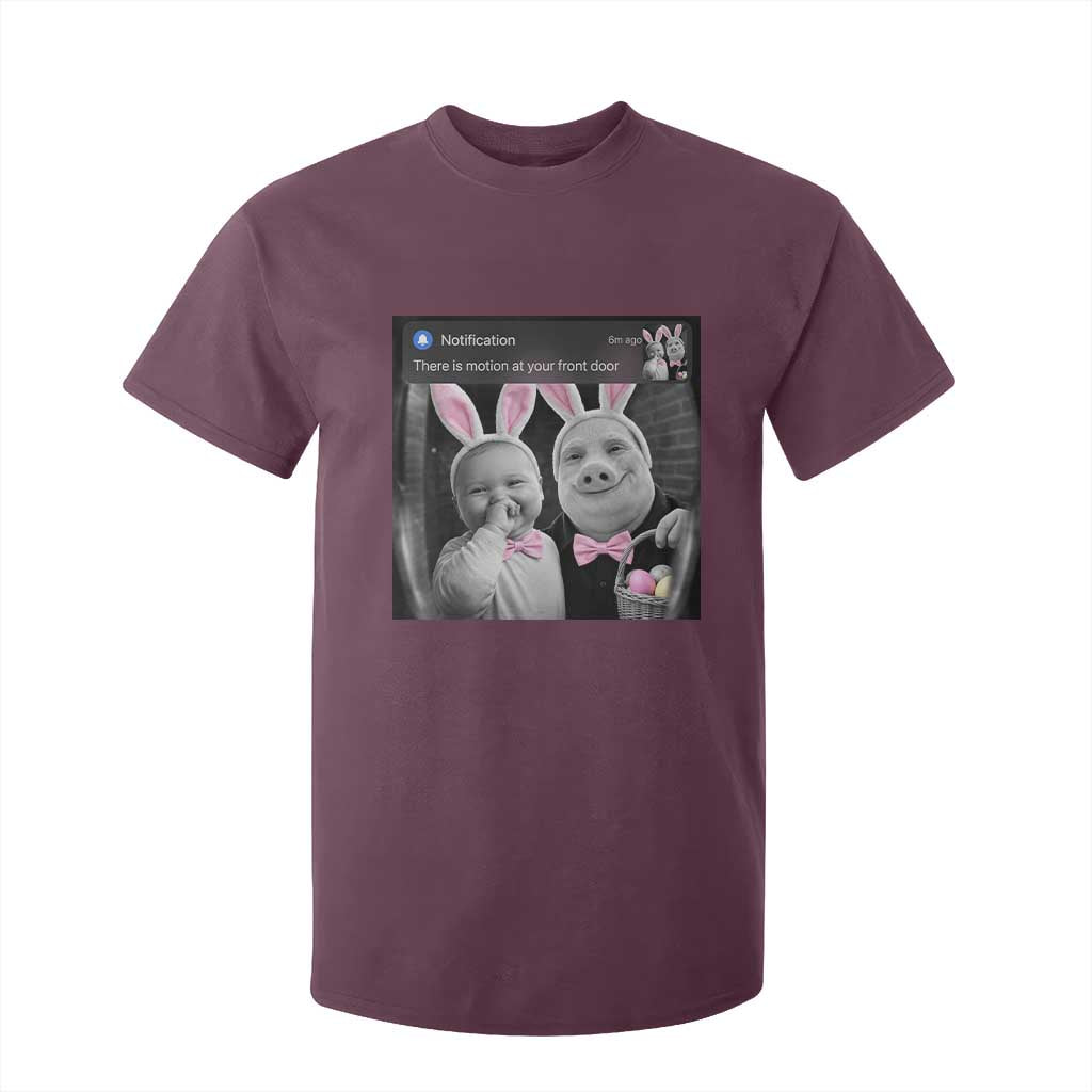 Funny Easter AI Baby with John Pork Meme T Shirt For Kid There Is Motion at Your Front Door Notification Humor TS02 Maroon Print Your Wear