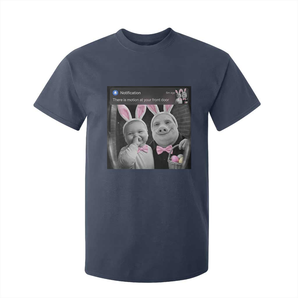 Funny Easter AI Baby with John Pork Meme T Shirt For Kid There Is Motion at Your Front Door Notification Humor TS02 Navy Print Your Wear