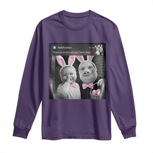 Funny Easter AI Baby with John Pork Meme Long Sleeve Shirt There Is Motion at Your Front Door Notification Humor TS02 Purple Print Your Wear