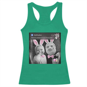 Funny Easter AI Baby with John Pork Meme Racerback Tank Top There Is Motion at Your Front Door Notification Humor TS02 Irish Green Print Your Wear