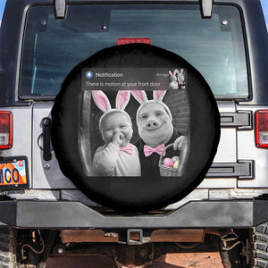 Funny Easter AI Baby with John Pork Meme Spare Tire Cover There Is Motion at Your Front Door Notification Humor TS02 No hole Black Print Your Wear