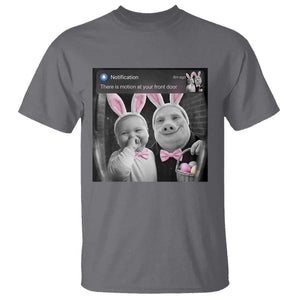 Funny Easter AI Baby with John Pork Meme T Shirt There Is Motion at Your Front Door Notification Humor TS02 Charcoal Print Your Wear