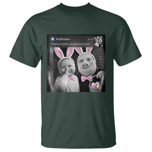 Funny Easter AI Baby with John Pork Meme T Shirt There Is Motion at Your Front Door Notification Humor TS02 Dark Forest Green Print Your Wear
