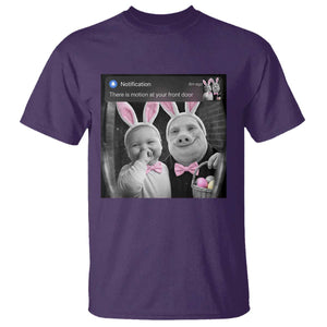 Funny Easter AI Baby with John Pork Meme T Shirt There Is Motion at Your Front Door Notification Humor TS02 Purple Print Your Wear