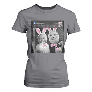 Funny Easter AI Baby with John Pork Meme T Shirt For Women There Is Motion at Your Front Door Notification Humor TS02 Charcoal Print Your Wear