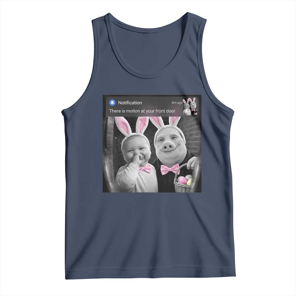 Funny Easter AI Baby with John Pork Meme Tank Top There Is Motion at Your Front Door Notification Humor TS02 Navy Print Your Wear