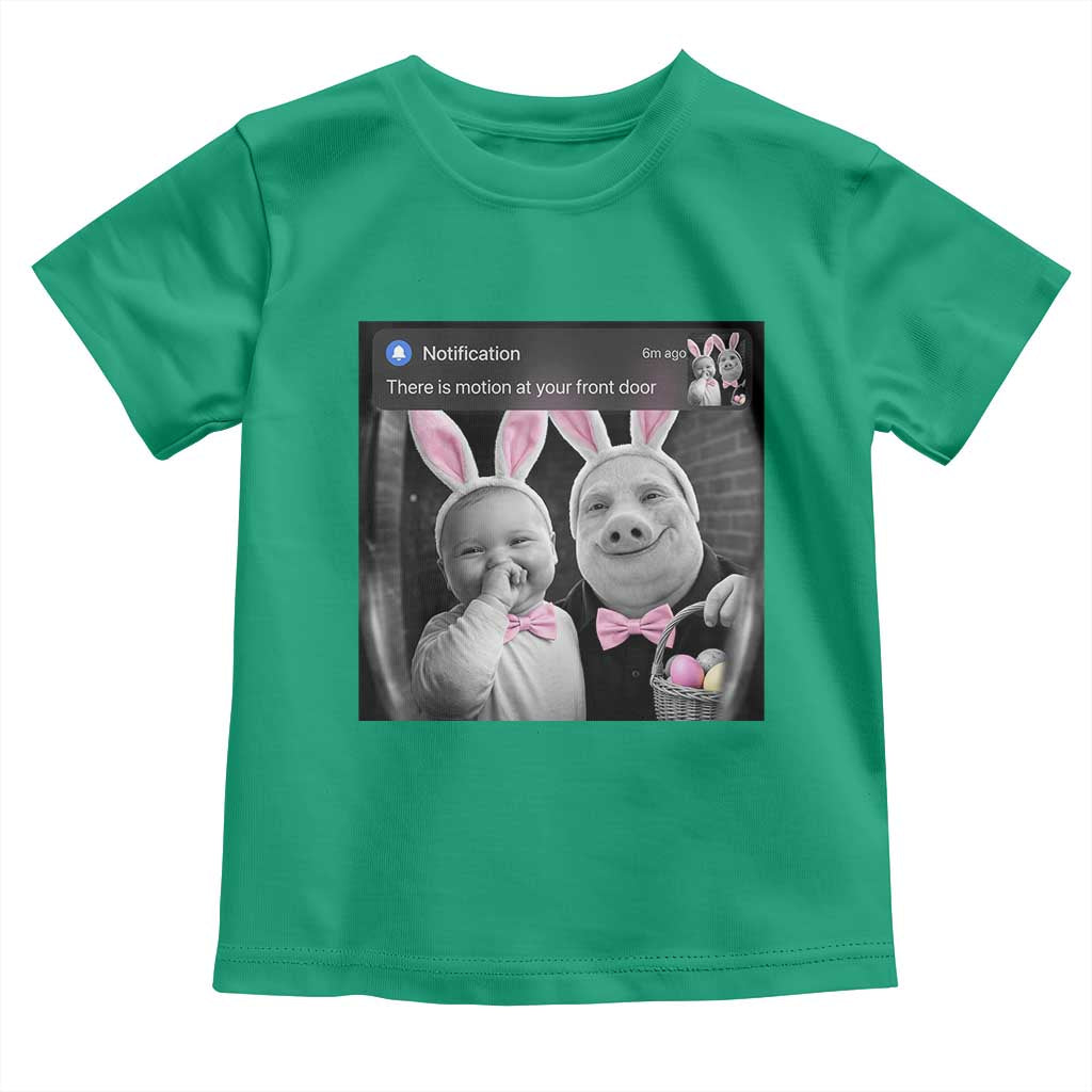 Funny Easter AI Baby with John Pork Meme Toddler T Shirt There Is Motion at Your Front Door Notification Humor TS02 Irish Green Print Your Wear