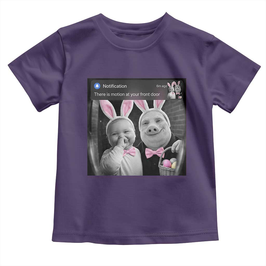 Funny Easter AI Baby with John Pork Meme Toddler T Shirt There Is Motion at Your Front Door Notification Humor TS02 Purple Print Your Wear
