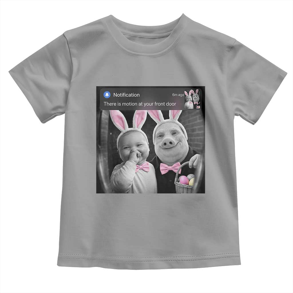 Funny Easter AI Baby with John Pork Meme Toddler T Shirt There Is Motion at Your Front Door Notification Humor TS02 Sport Gray Print Your Wear