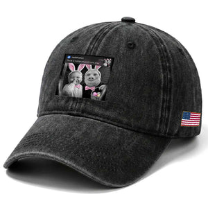 Funny Easter AI Baby with John Pork Meme Washed Cotton Baseball Cap There Is Motion at Your Front Door Notification Humor TS02 Print Your Wear