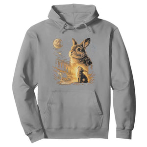 Mystical Moonlit Bunny Graphic Hoodie Glowing Rabbit Under Full Moon Waterfall Nature Scene TS02 Sport Gray Print Your Wear