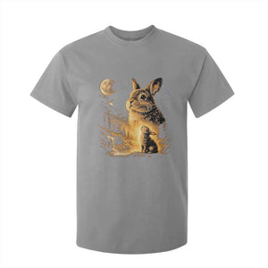 Mystical Moonlit Bunny Graphic T Shirt For Kid Glowing Rabbit Under Full Moon Waterfall Nature Scene TS02 Sport Gray Print Your Wear
