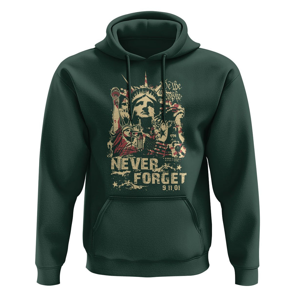 Patriot Day Hoodie We Will Never Forget American Memorial Patriotic TS02 Dark Forest Green Print Your Wear